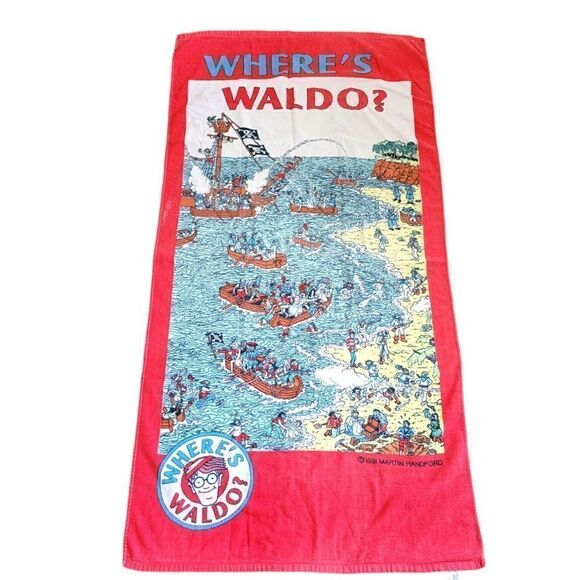 Vintage Wheres Waldo Pirate Beach Towel by R.A. Briggs - Picture 1 of 6